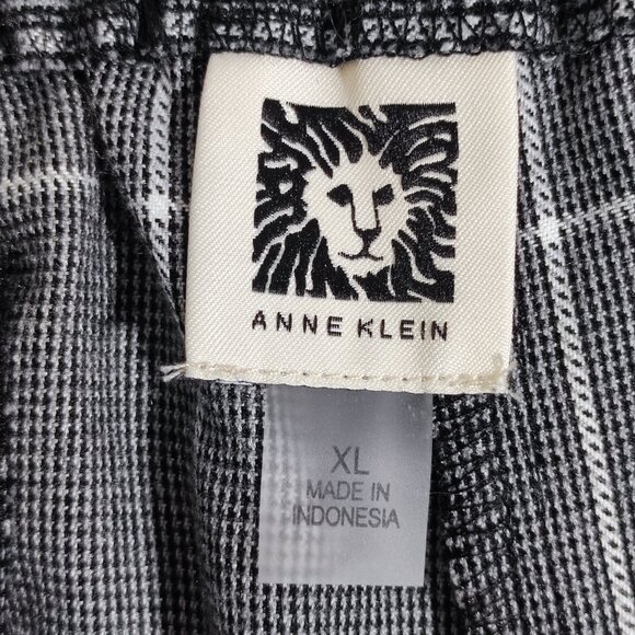 Anne Klein elastic waist pull on pants women's size XL grey chequered baggy - Picture 5 of 14
